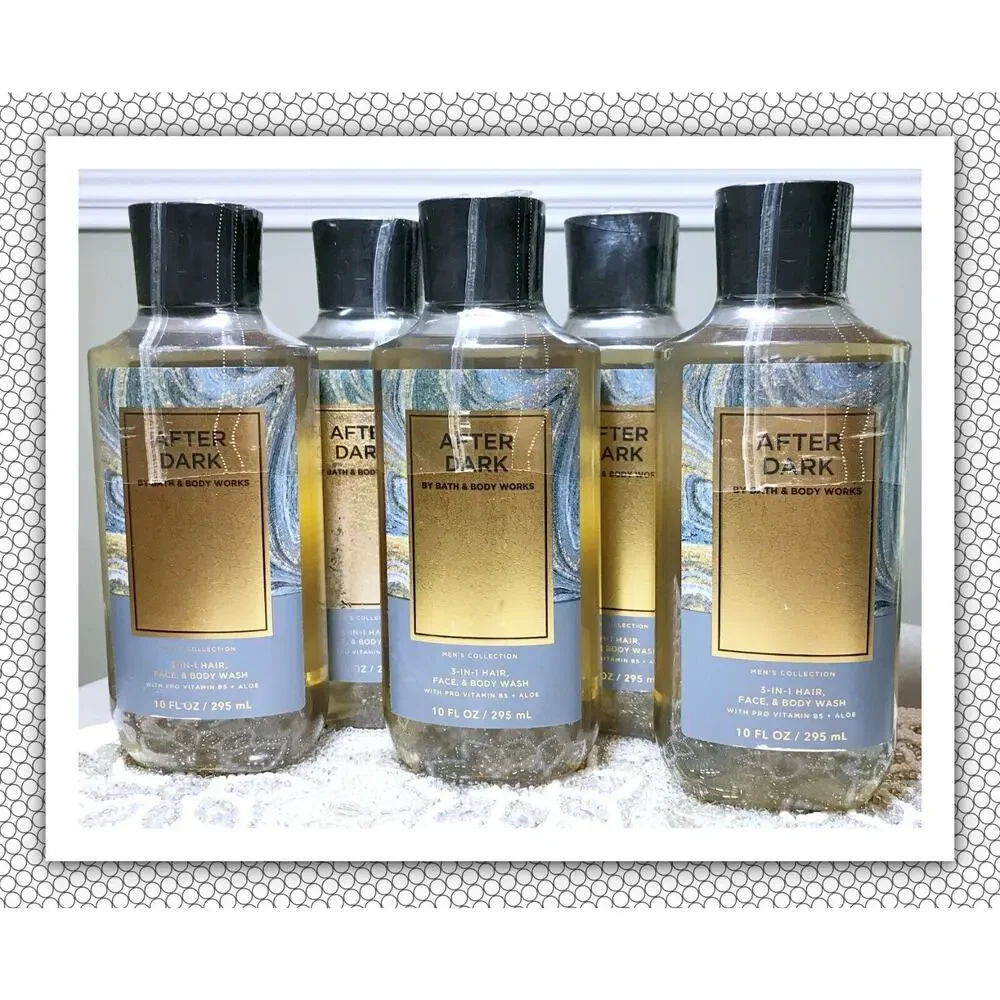 Bath & Body Works AFTER DARK Men's 3-in-1 Hair Face Body Wash Shower Gel x5